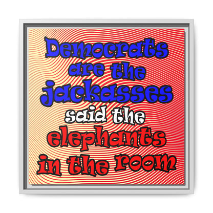 donkeys and elephants - framed canvas art (yellow-orange wave)