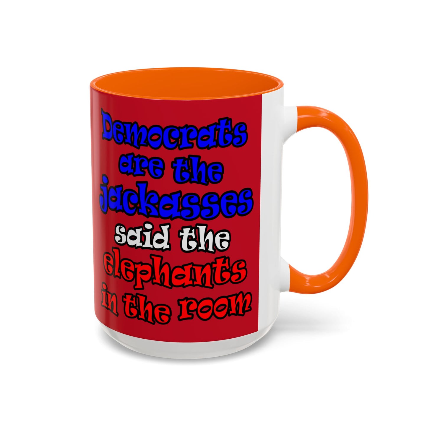 donkeys and elephants - Accent Mug (dark red)
