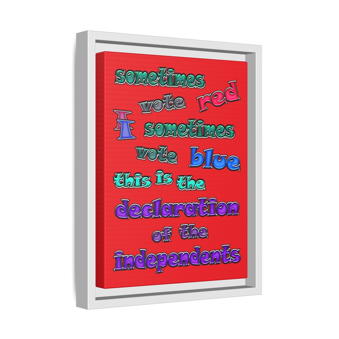 declaration of the independents - framed canvas art (red)