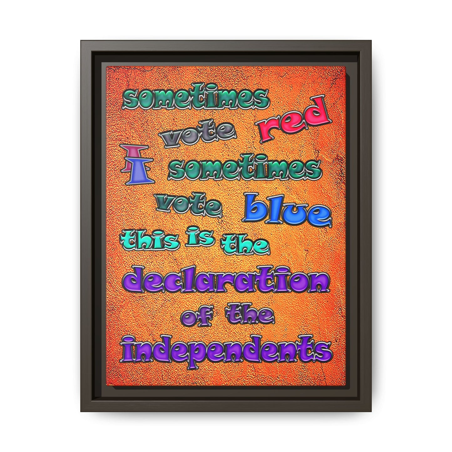 declaration of the independents - framed canvas art (burnt orange)