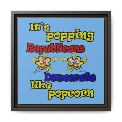 popping like popcorn - framed canvas art (light blue)