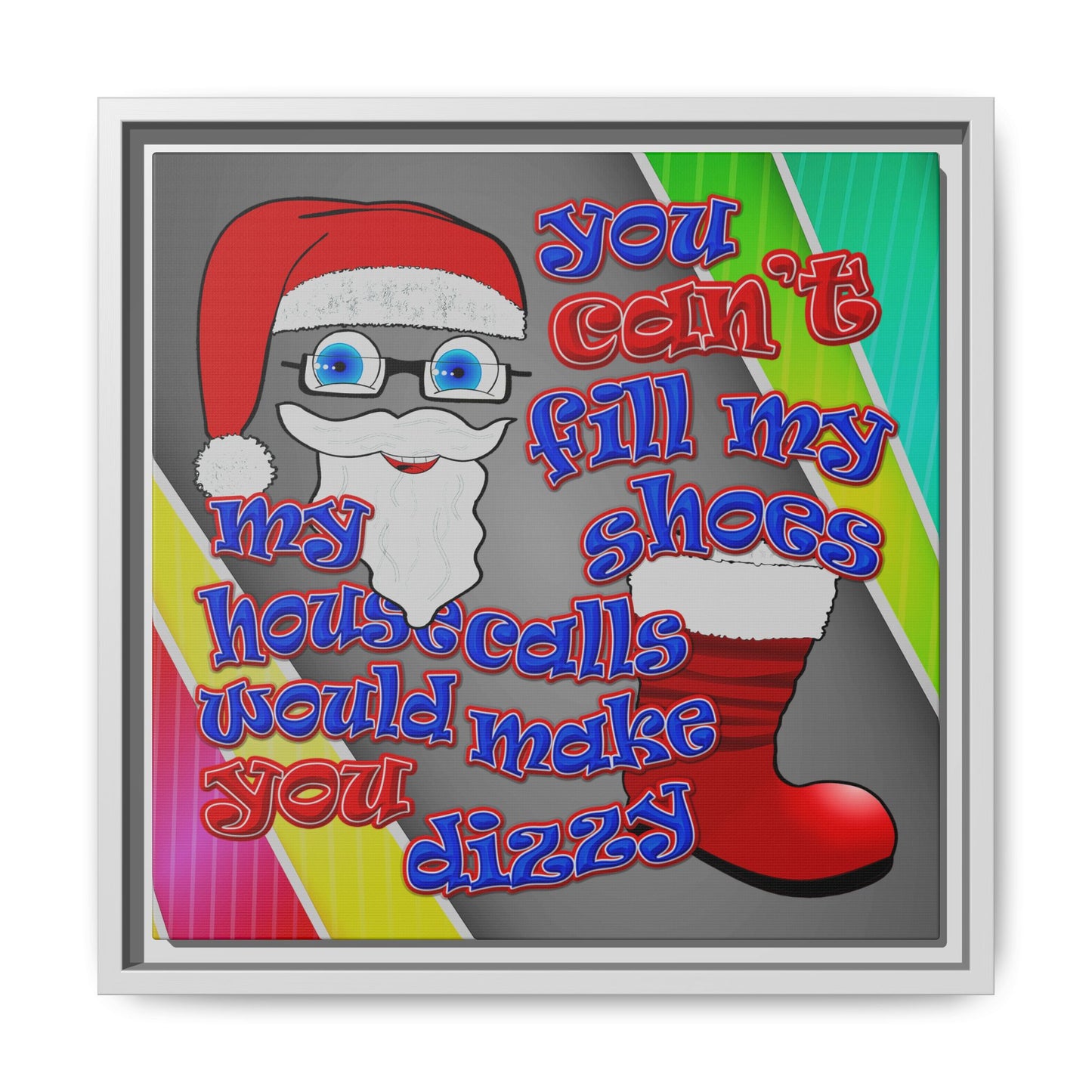santa's shoes - framed canvas art (rainbow split)
