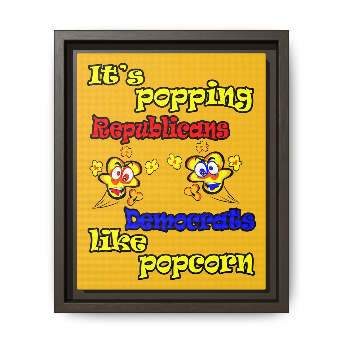 popping like popcorn - framed canvas art (yellow)