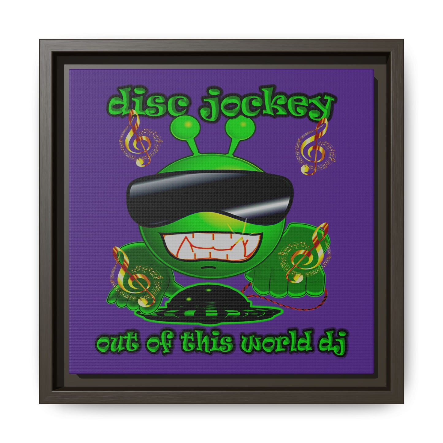 disc jockey - framed canvas art (purple)