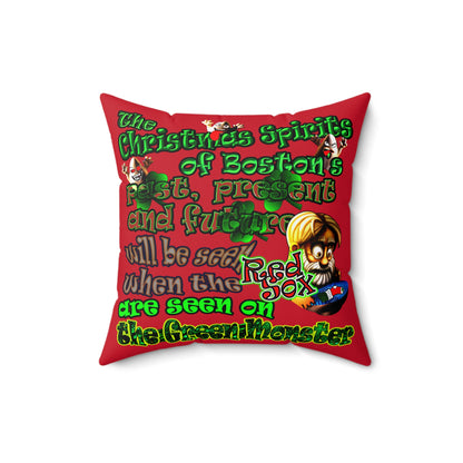 christmas spirits of boston - Spun Polyester Square Pillow - (dark red)