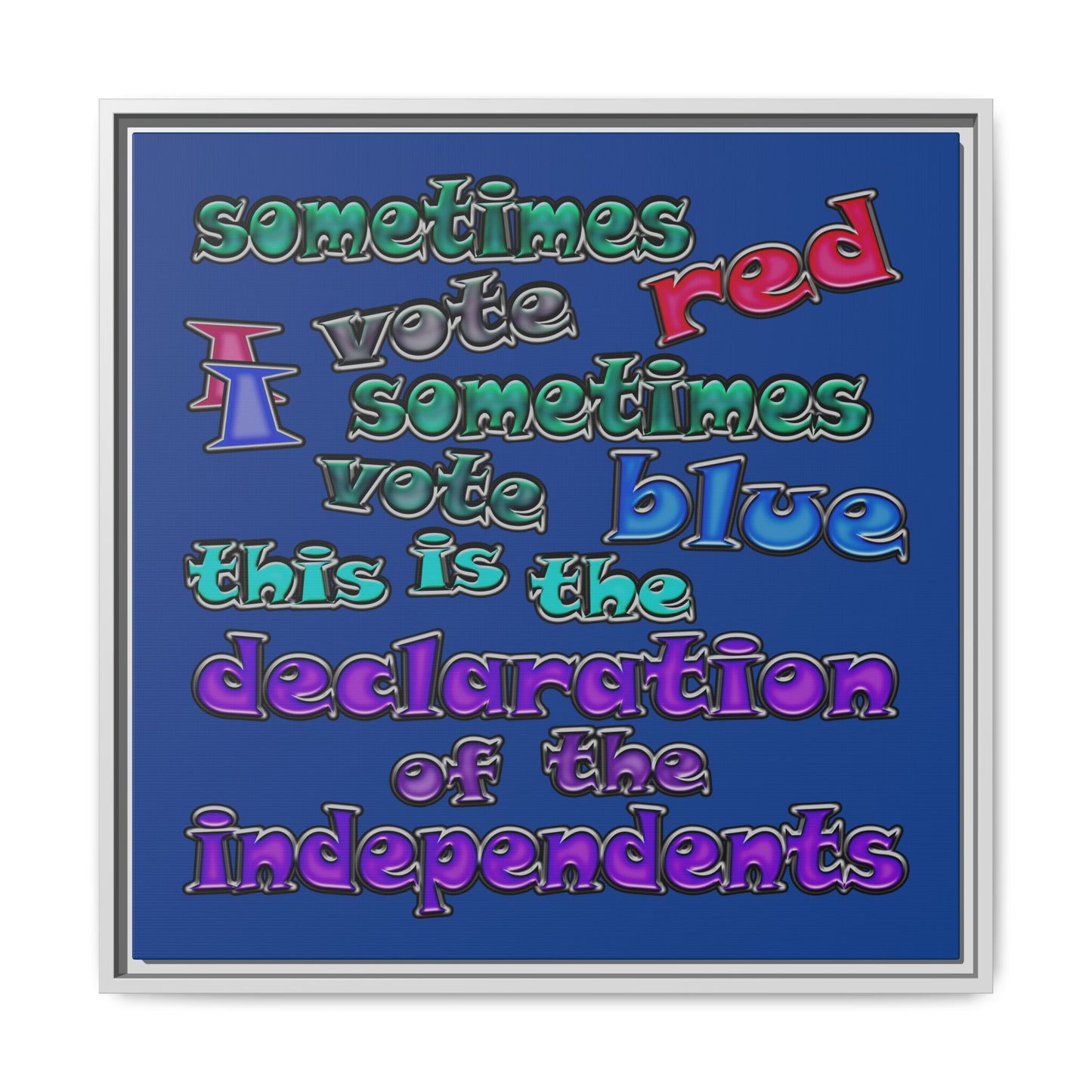 declaration of the independents - framed canvas art (dark blue)