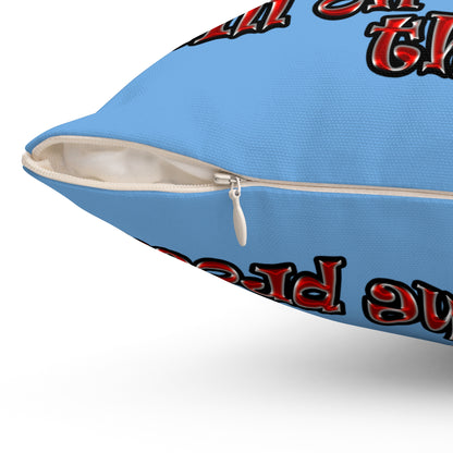 schrodinger's cat - Spun Polyester Square Pillow - (light blue)