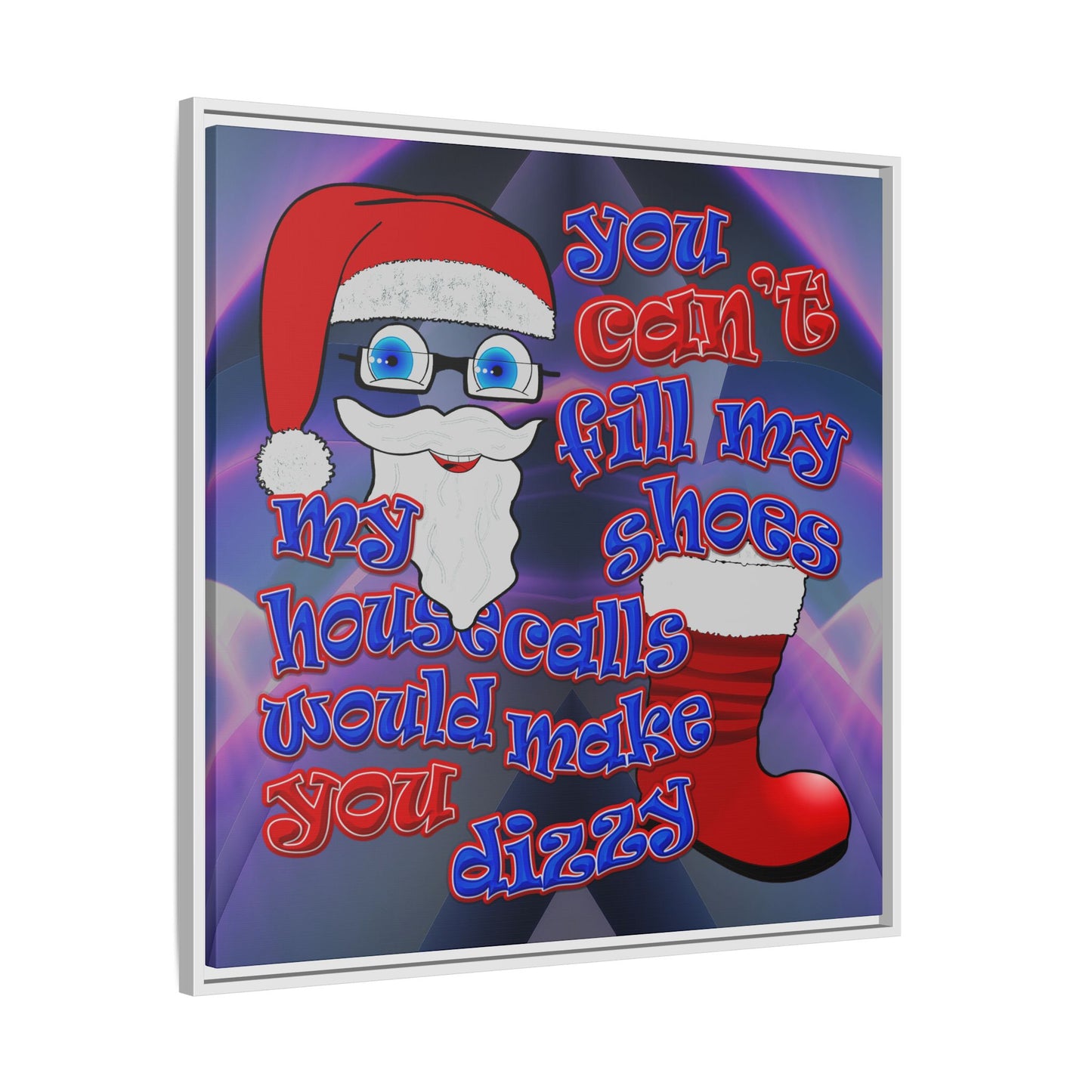 santa's shoes - framed canvas art (grey-pink wave)