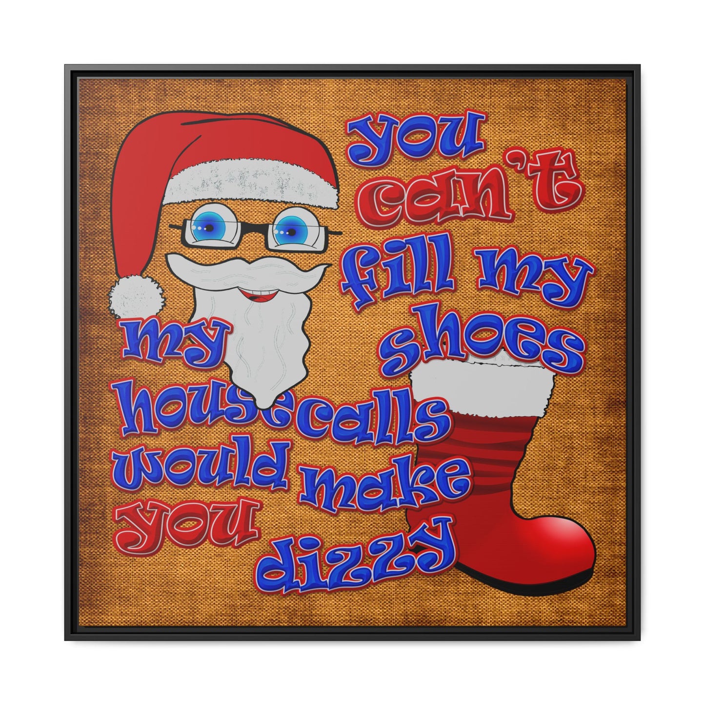santa's shoes - framed canvas art (brown papyrus)