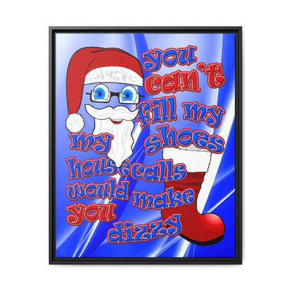 santa's shoes - framed canvas art (blue-white wave)