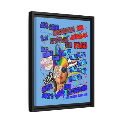 drop the beat - framed canvas art (light blue)