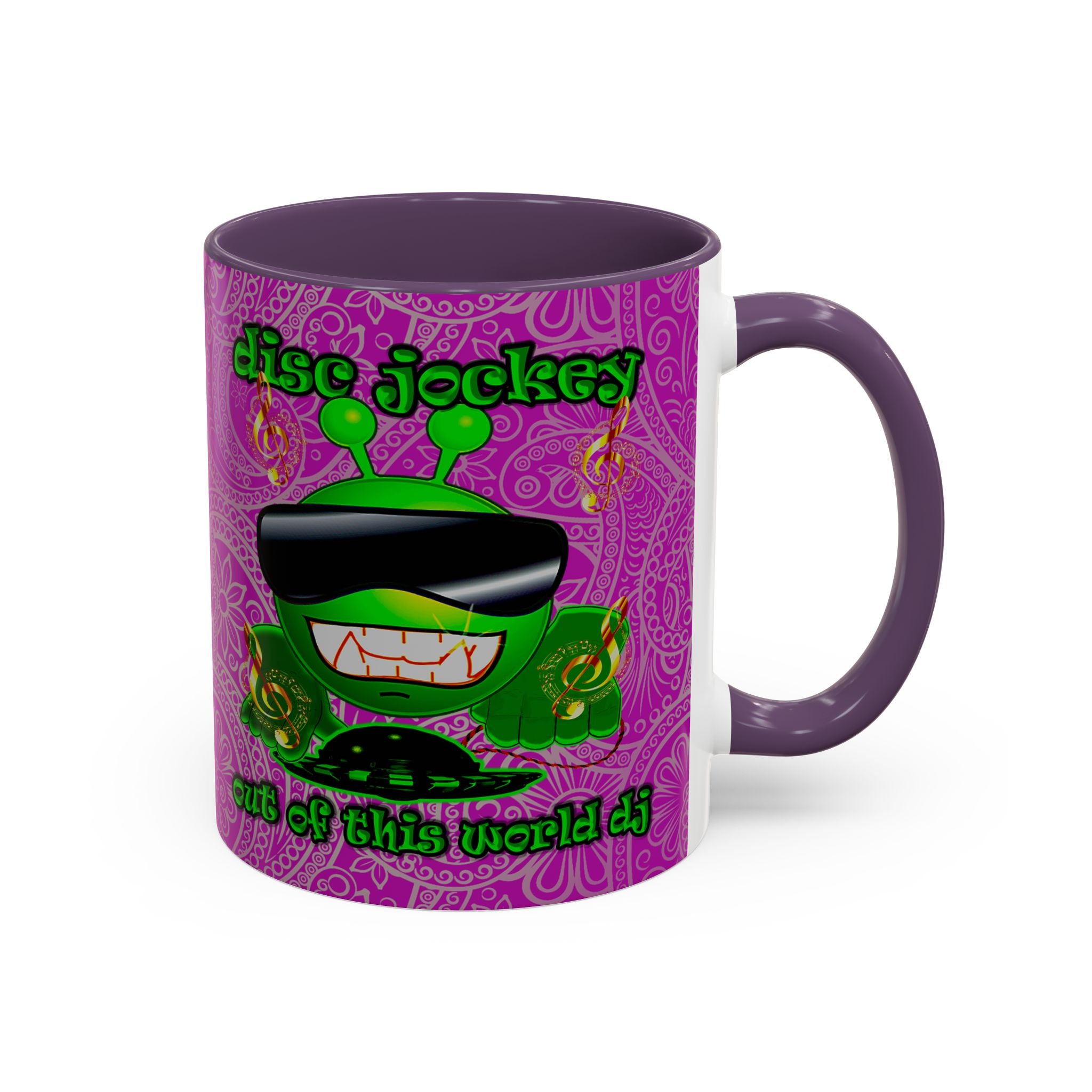 disc jockey - Accent Mug (pink swirl)
