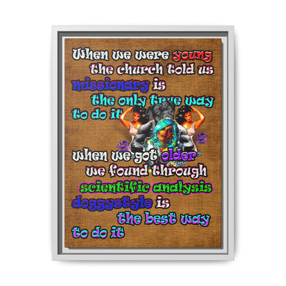 doggystyle - framed canvas art (brown papyrus)