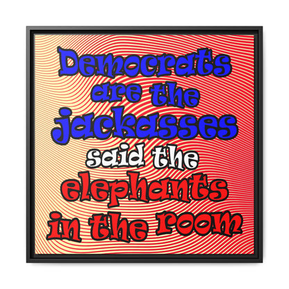 donkeys and elephants - framed canvas art (yellow-orange wave)