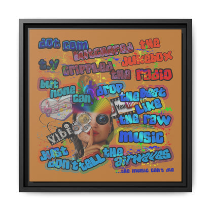 drop the beat - framed canvas art (light brown)