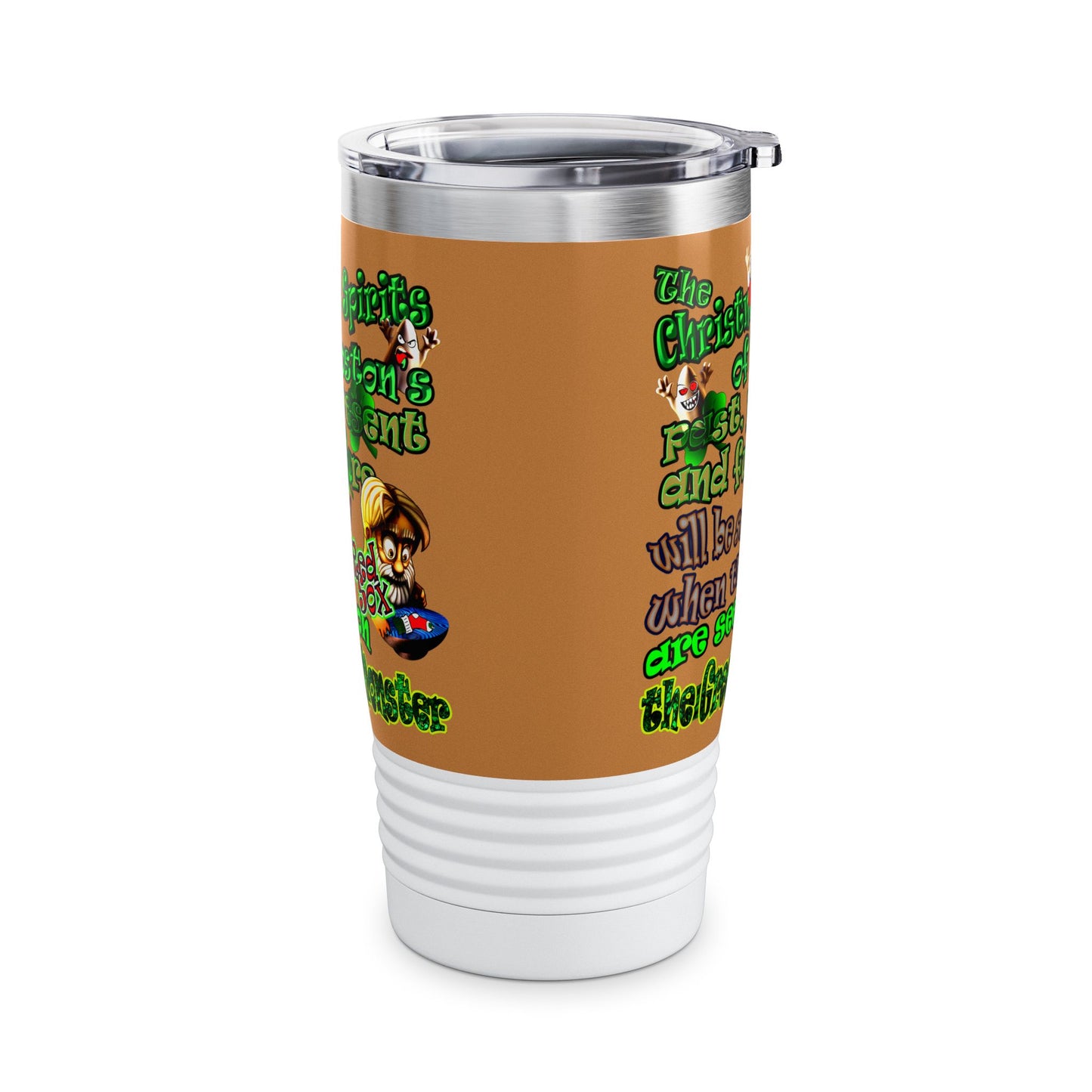 christmas spirits of boston - Ringneck Tumbler, 20oz (light brown)