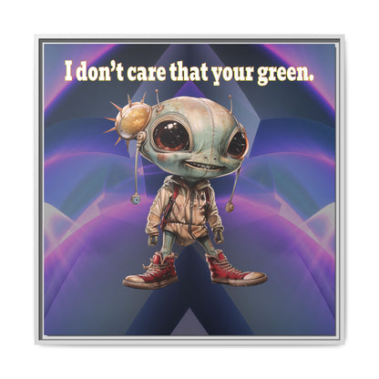 I don't care that your green - framed canvas art (grey-pink wave)