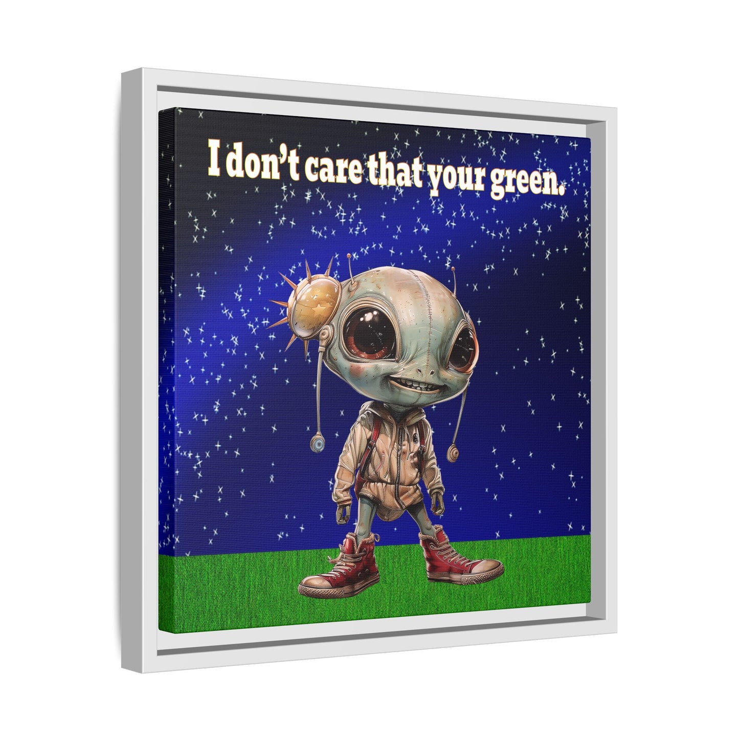 I don't care that your green - framed canvas art ('snoops' background)