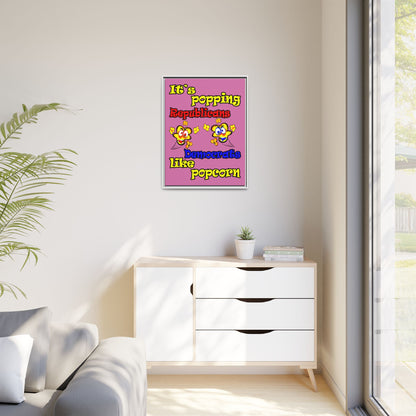 popping like popcorn - framed canvas art (light pink)