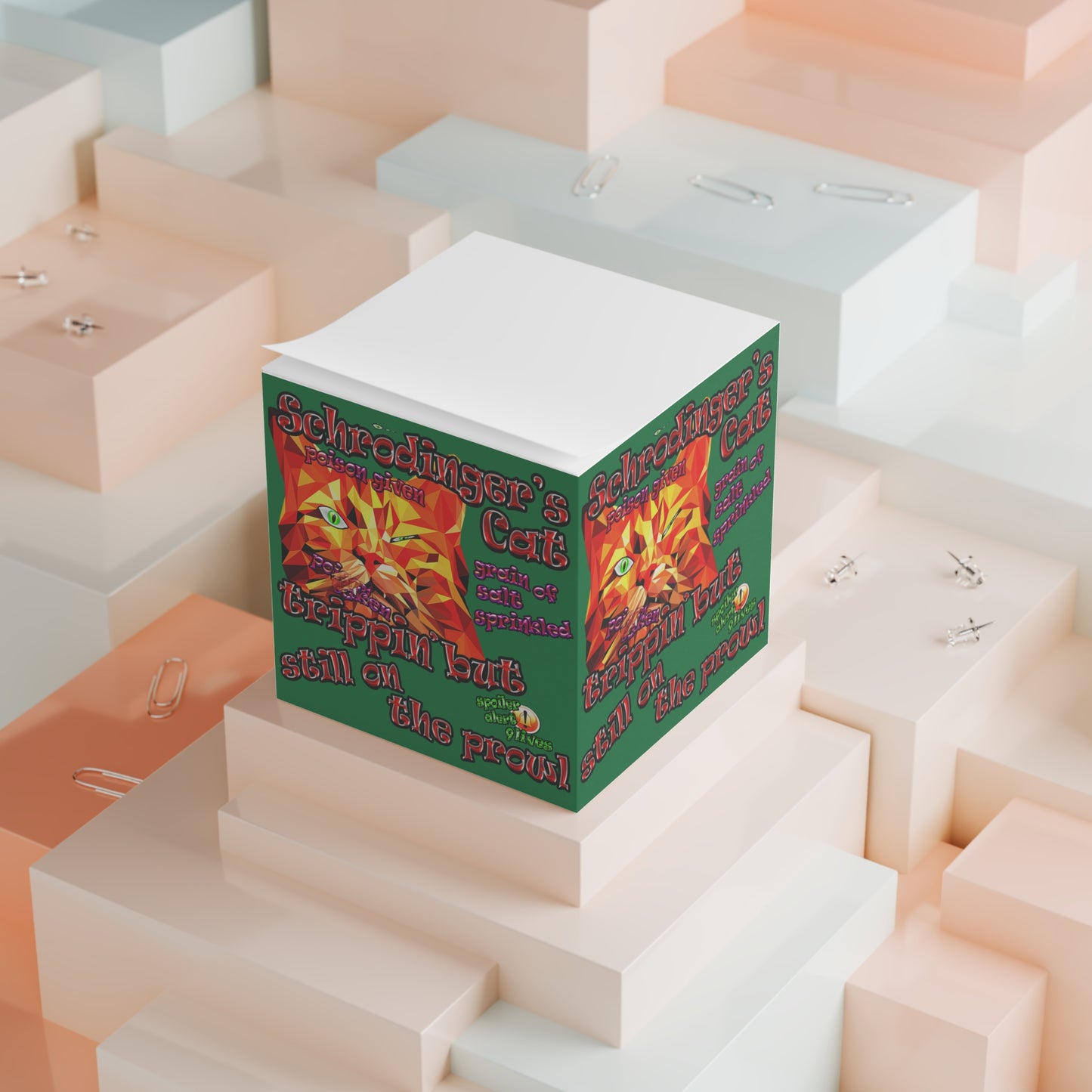 schrodinger's cat - note cube (dark green)