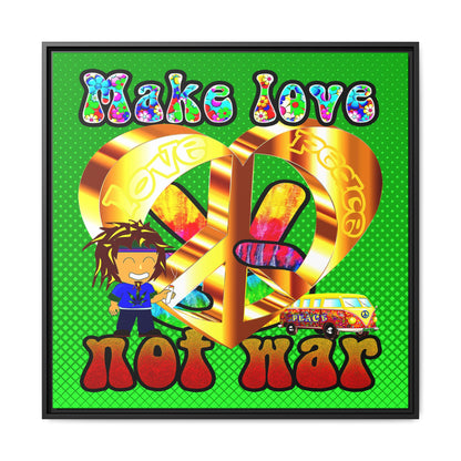 love peace - framed canvas art (logo green)