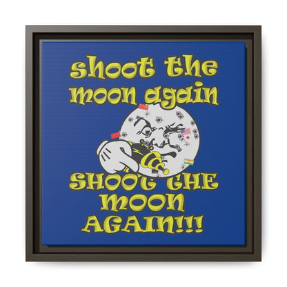 shoot the moon again - framed canvas art (dark blue)