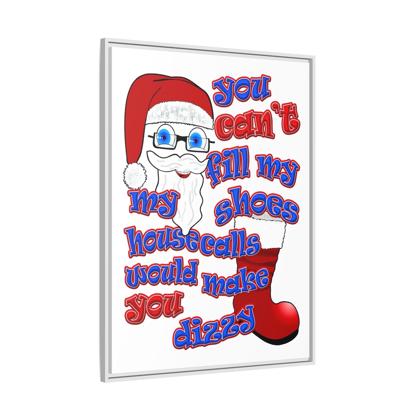 santa's shoes - framed canvas art (white)
