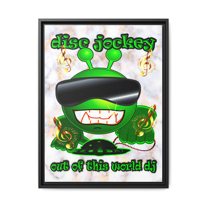 disc jockey - framed canvas art (white marble)