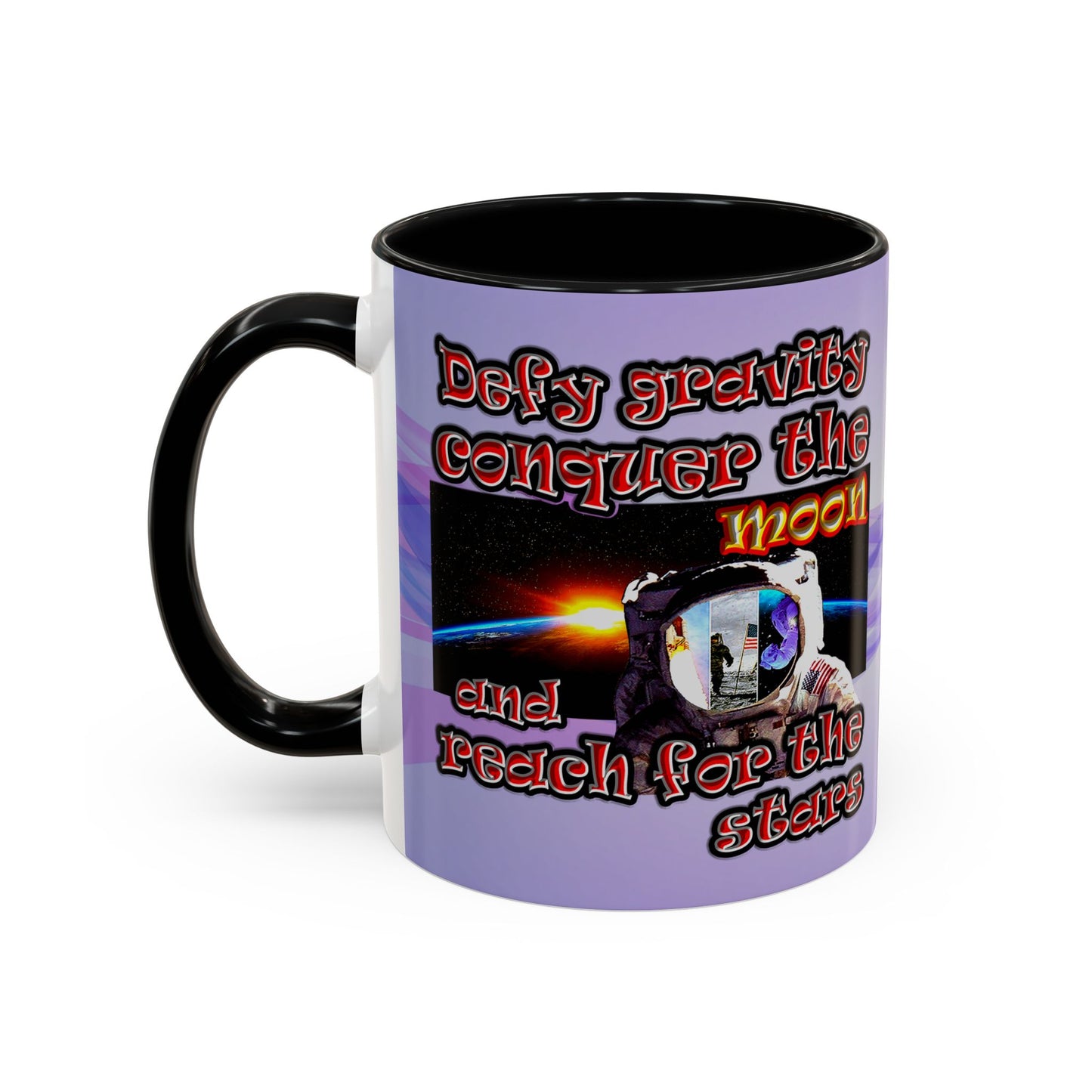 defy conquer reach - Accent Mug (light blue-pink wave)