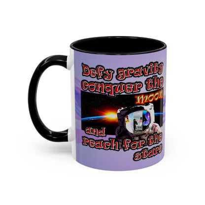 defy conquer reach - Accent Mug (light blue-pink wave)