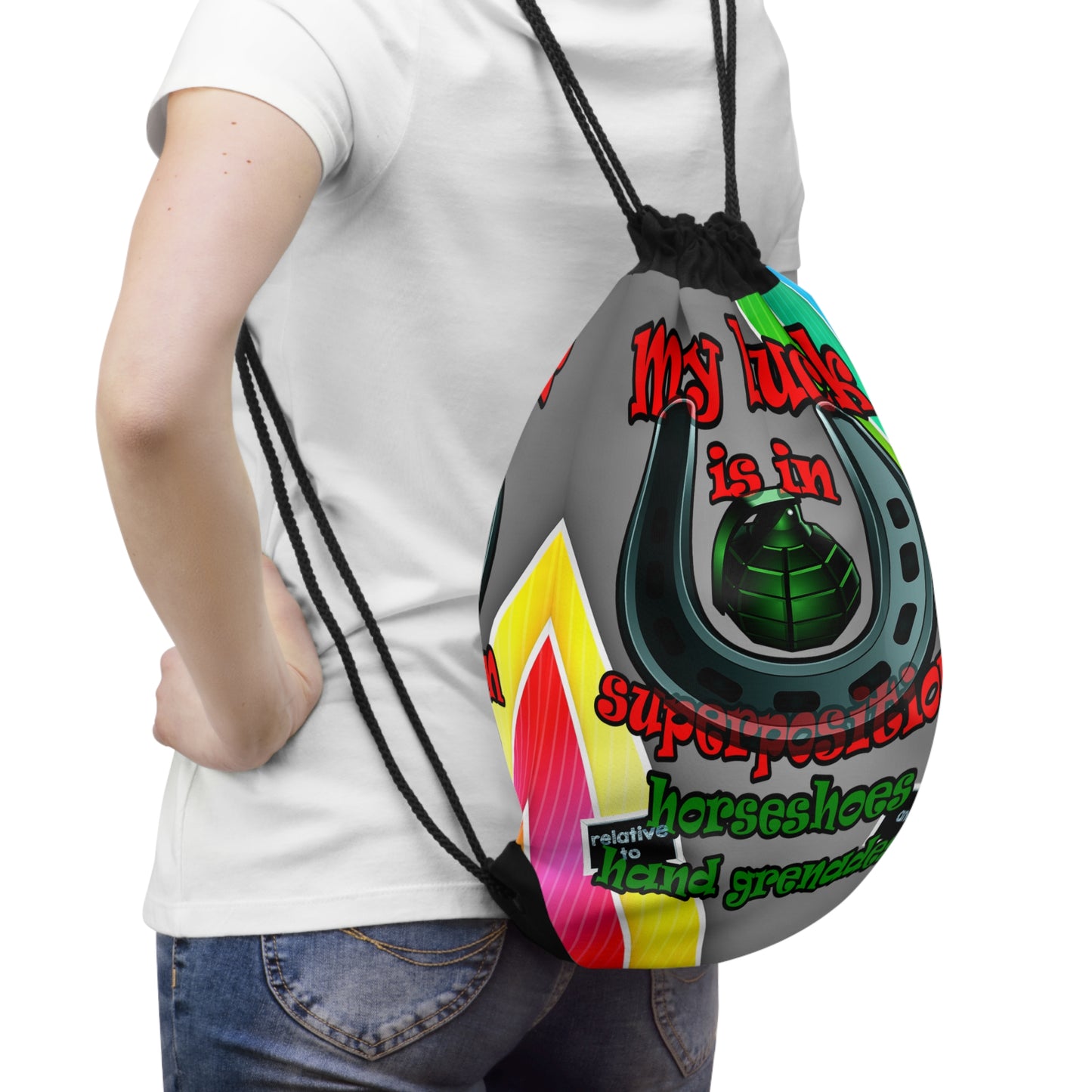 my luck - Drawstring Bag (rainbow split)