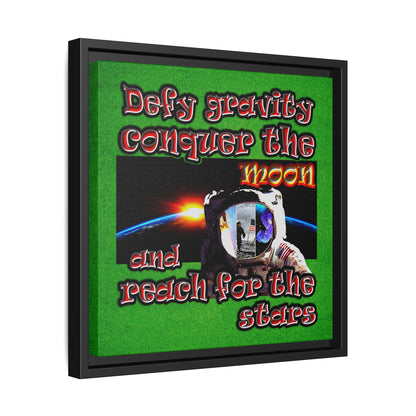 defy conquer reach - framed canvas art (green turf)