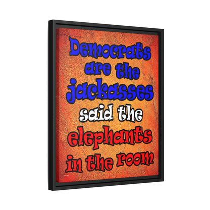 donkeys and elephants - framed canvas art (burnt orange)