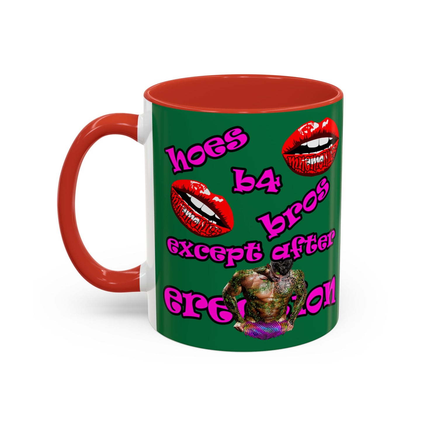 hoes b4 bros - Accent Mug (dark green)