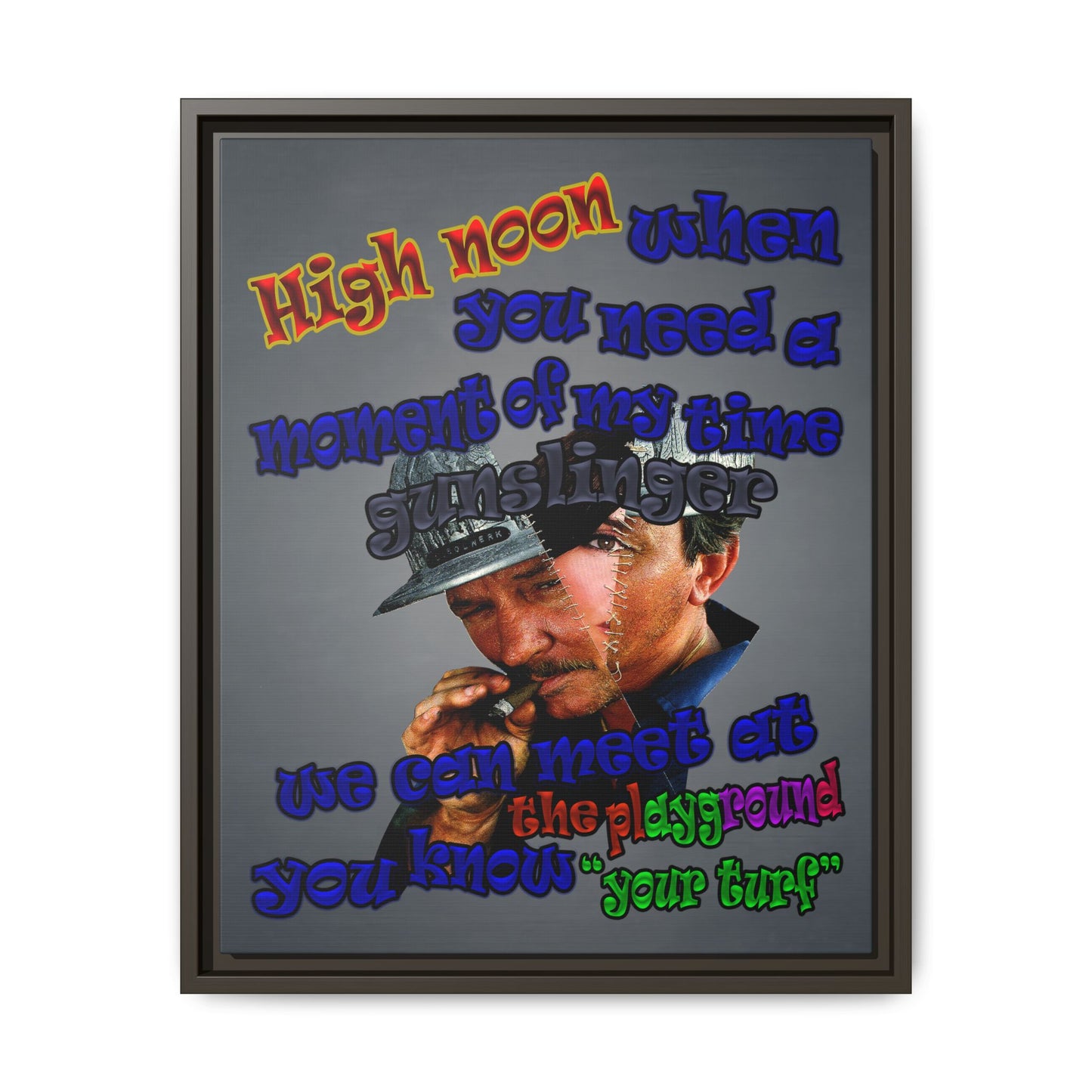 high noon - framed canvas art (grey-light grey)