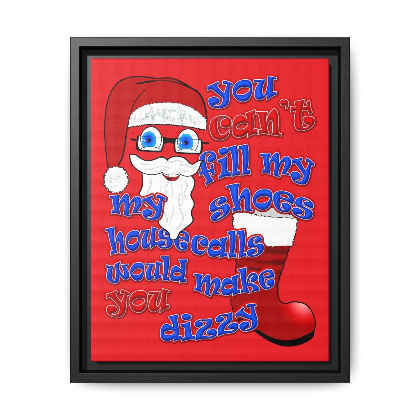 santa's shoes - framed canvas art (red)