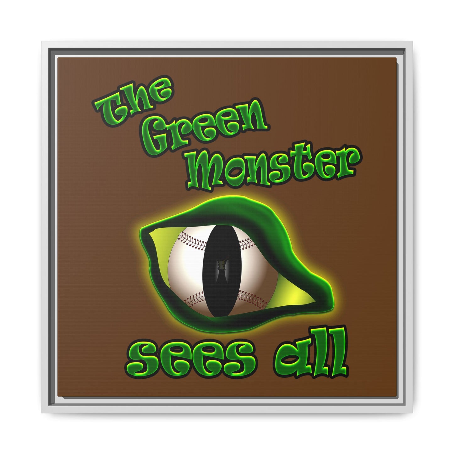 green monster - framed canvas art (brown)