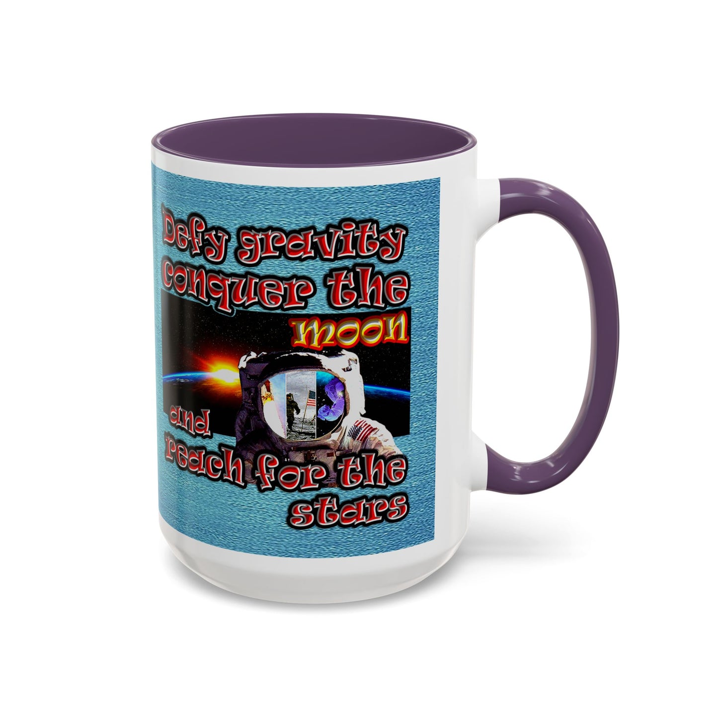 defy conquer reach - Accent Mug (faded blue)
