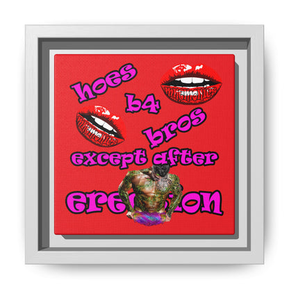 hoes b4 bros - framed canvas art (red)