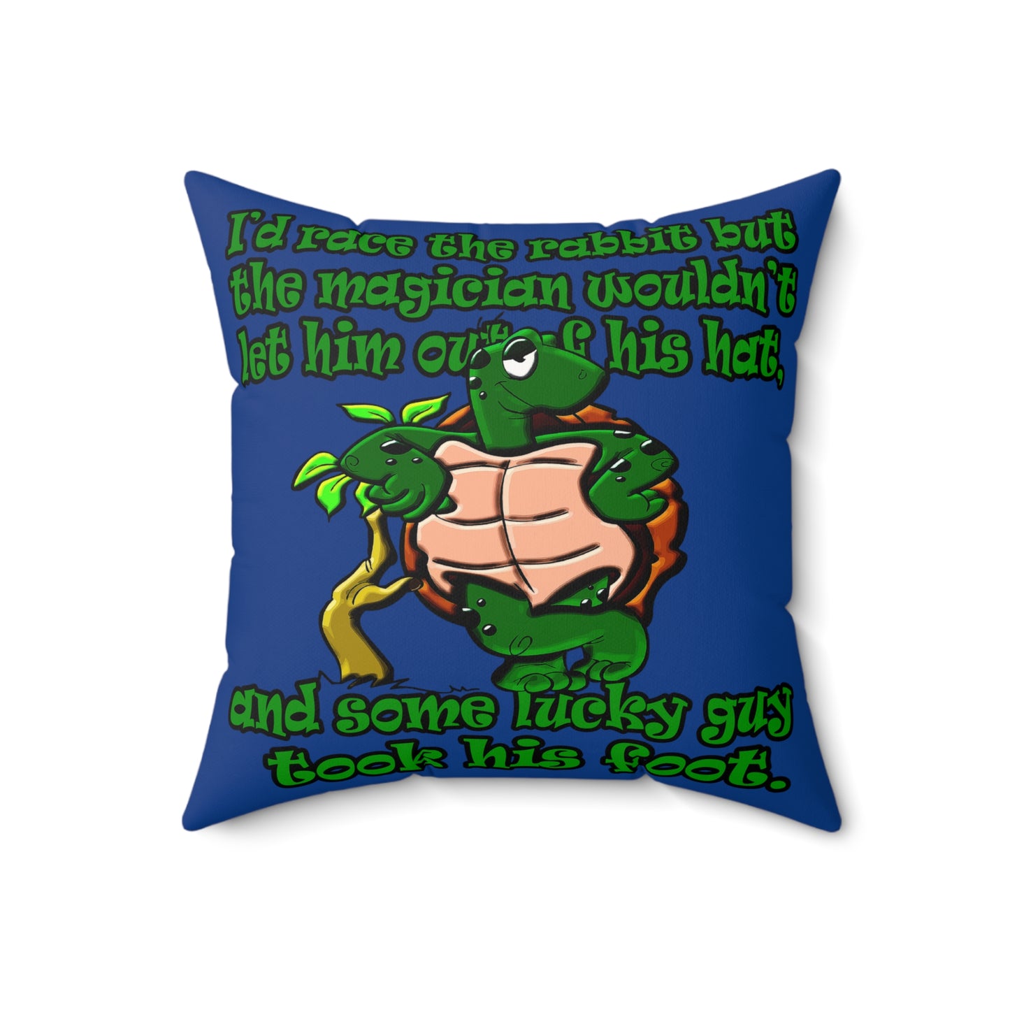 turtle race - Faux Suede Square Pillow - (dark blue)