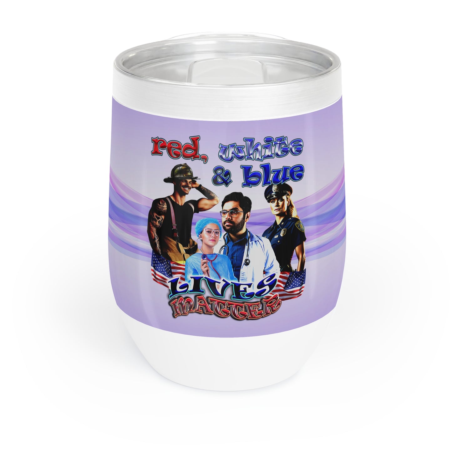 rw&b lives matter - Chill Wine Tumbler (light blue-pink wave)