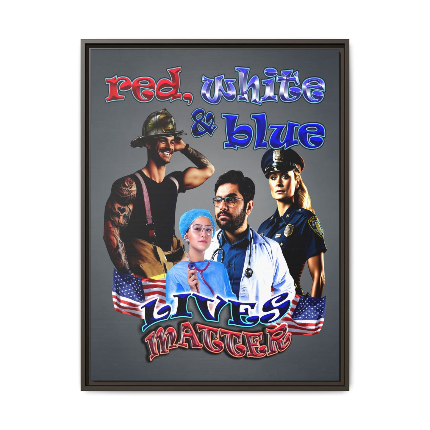 rw&b lives matter - framed canvas art (grey-light grey)