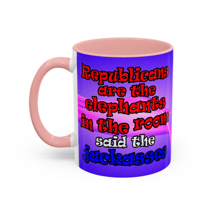 donkeys and elephants - Accent Mug (purple-pink wave)