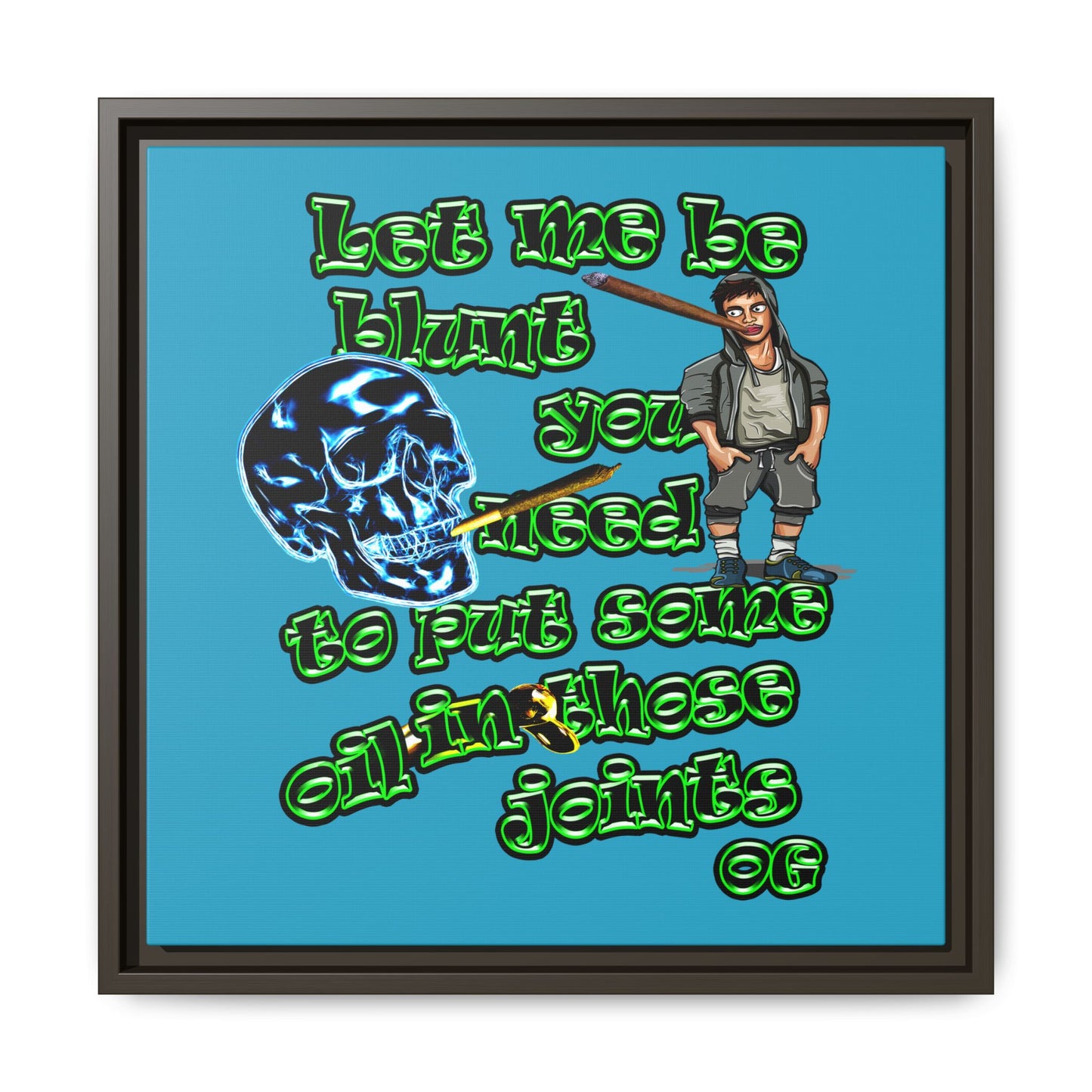 og - framed canvas art (turquoise)