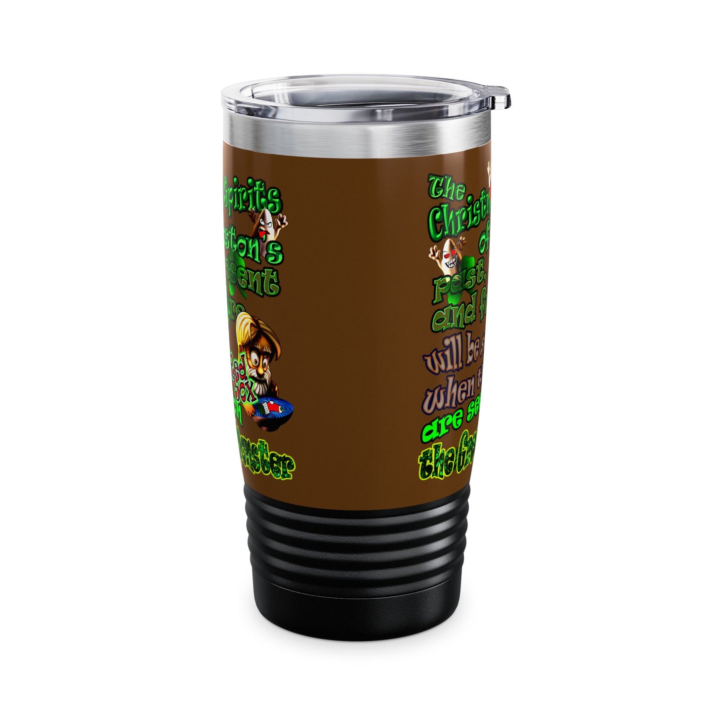 christmas spirits of boston - Ringneck Tumbler, 20oz (brown)