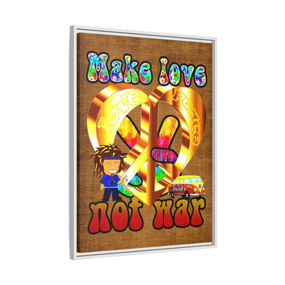 love peace - framed canvas art (brown papyrus)