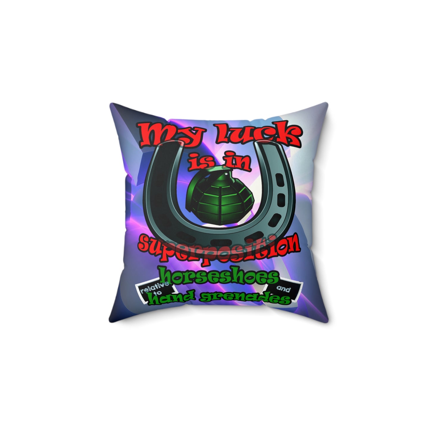 my luck - Spun Polyester Square Pillow - (grey-pink wave)