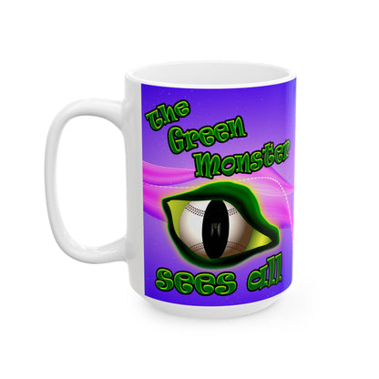 green monster - White Mug (purple-pink wave)
