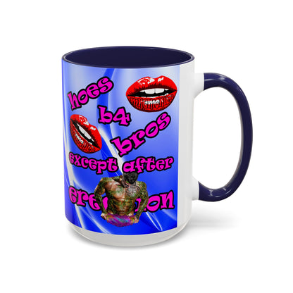 hoes b4 bros - Accent Mug (blue-white wave)