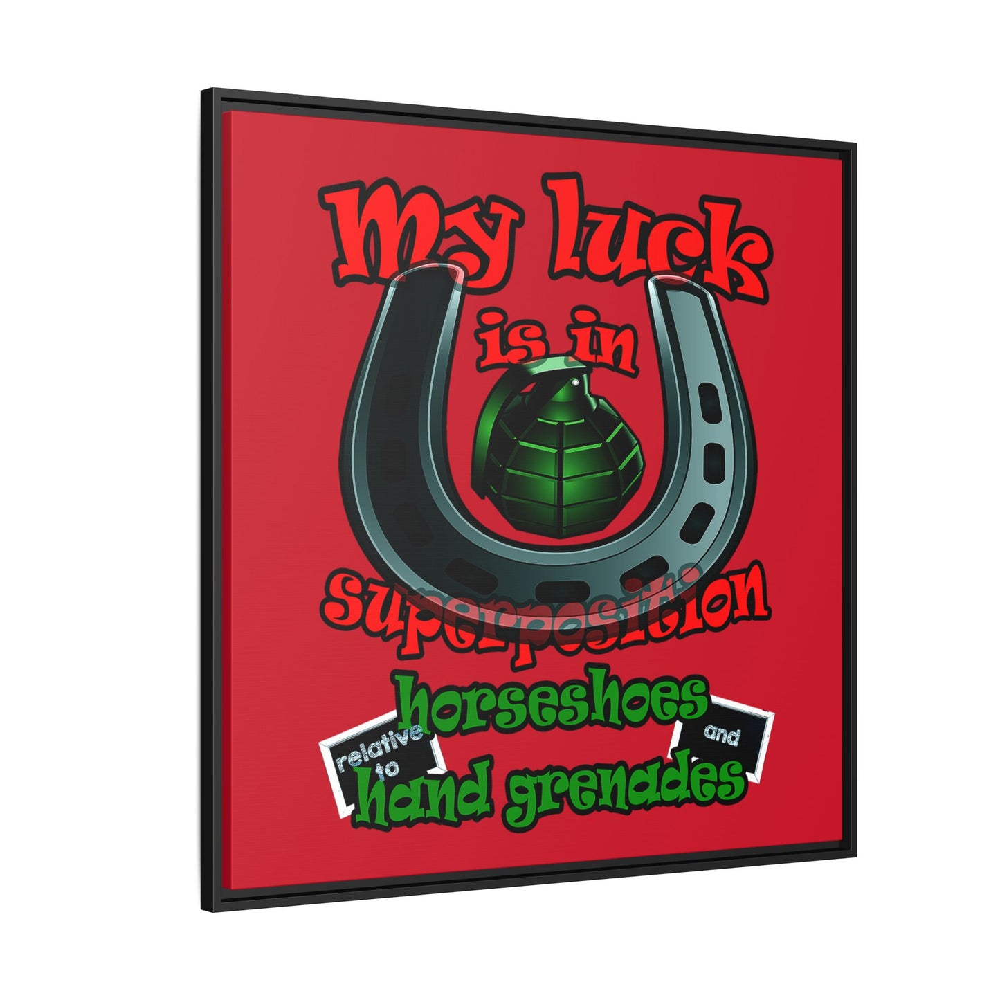 my luck - framed canvas art (dark red)